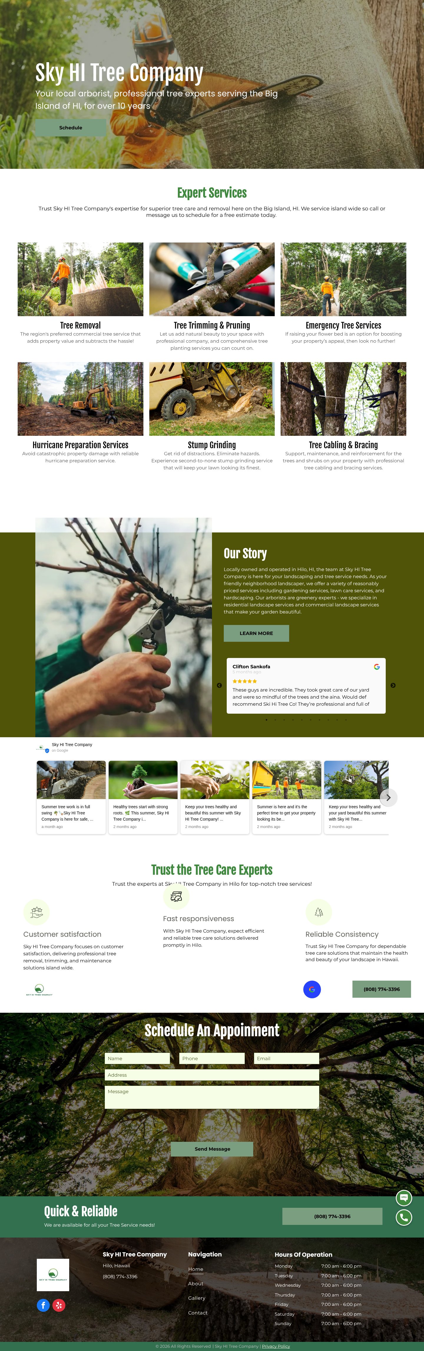Sky HI Tree Company website capture