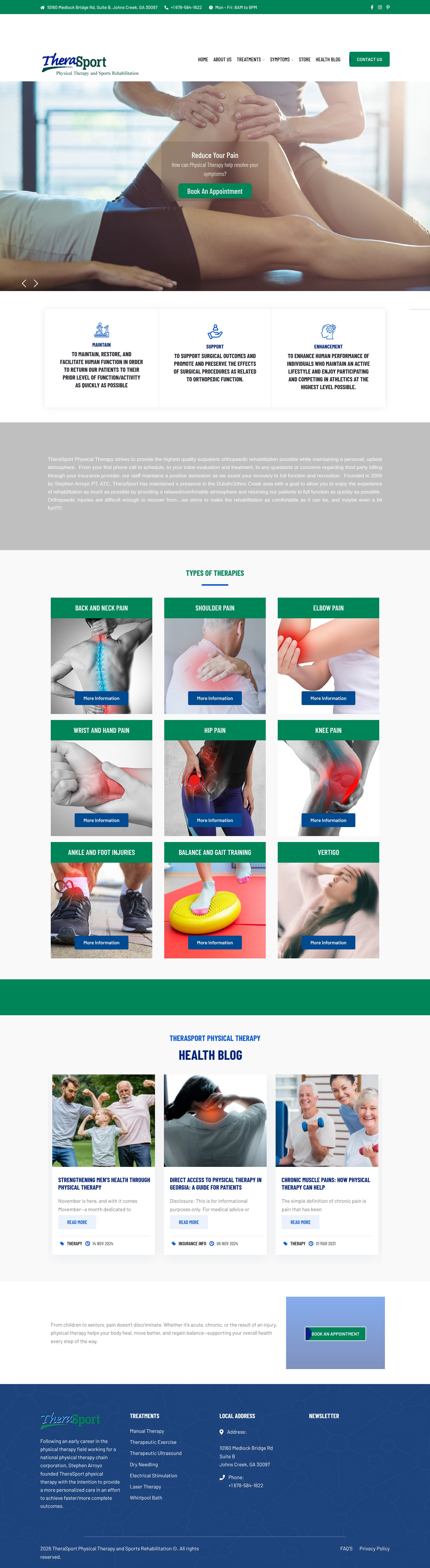 Therasport Physical Therapy and Sports Rehabilitation website capture
