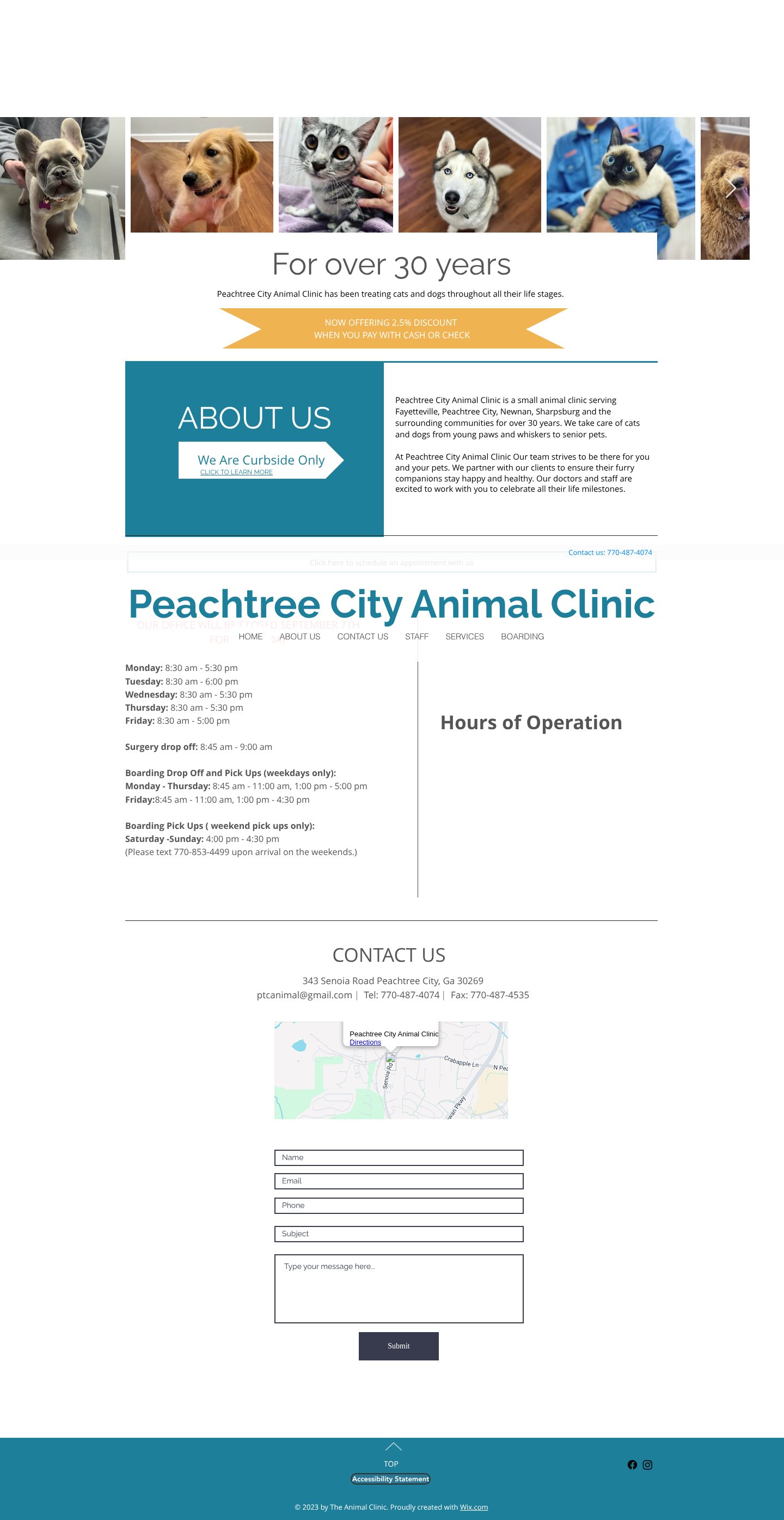 Peachtree City Animal Clinic website capture