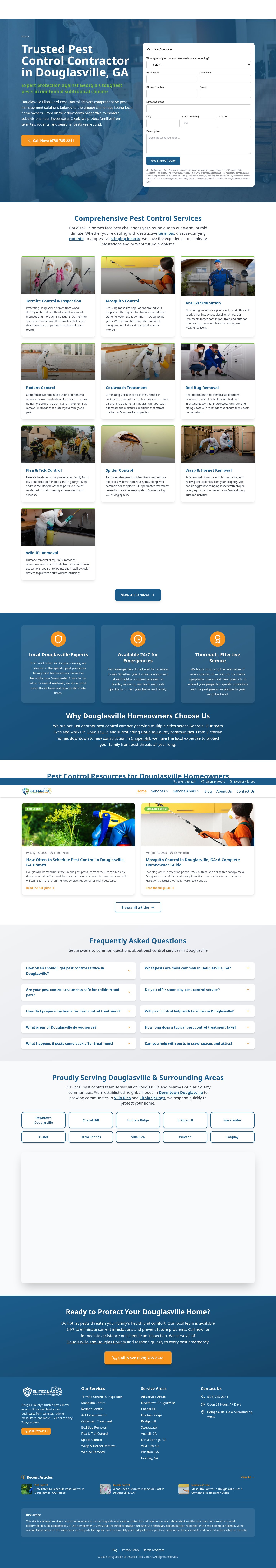 Douglasville EliteGuard Pest Control website capture